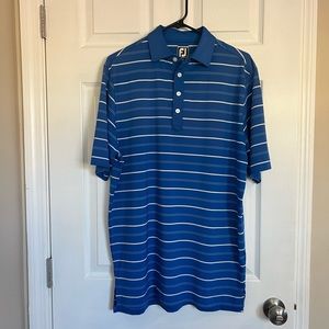 Men’s blue and white striped large Foot Joy golf shirt